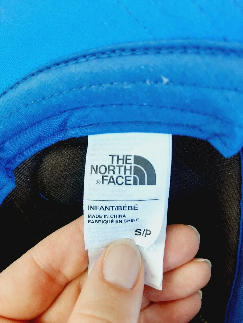 The North Face Blue Bear Patch Mesh Back Adjustable Trucker Hat Infant Size